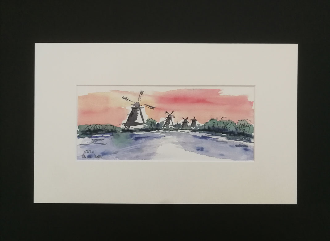 Windmühlen im Frühling CHF 300.- (Format 36.8 x 22.5 cm)
