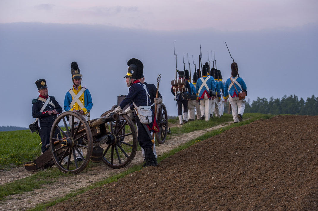 Exerzieren Exercieren Kanone Artillerie Infanterie Eggmühl 1809 Schlacht Schierling Foto Hetzer bayerische Infanterie 