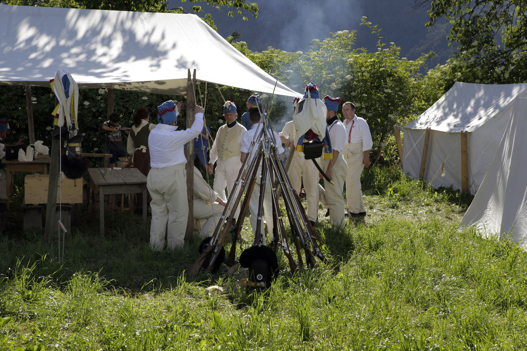 Schabs Tirol 2017 2019 Andreas Hofer Andreas_Hofer_1809 1809 Lager Zeltlager Biwak Gewehrpyramide Vorderlader Reenactment 