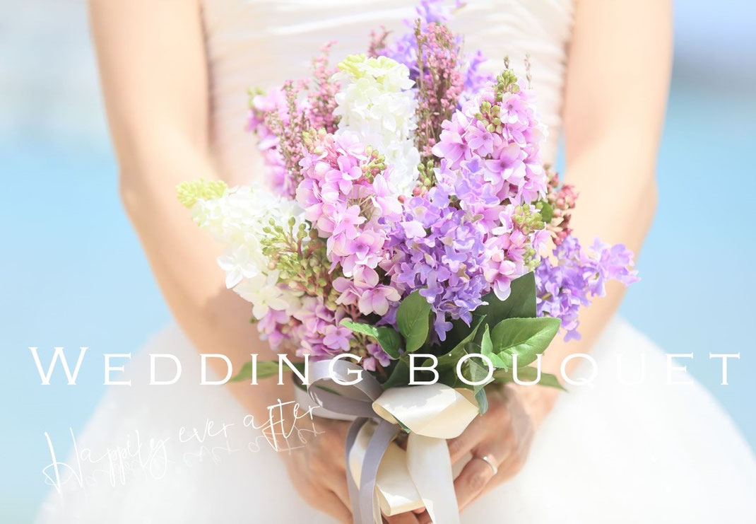 アートフラワー造花の結婚式用ウェディングブーケは海外挙式や前撮りにも人気です