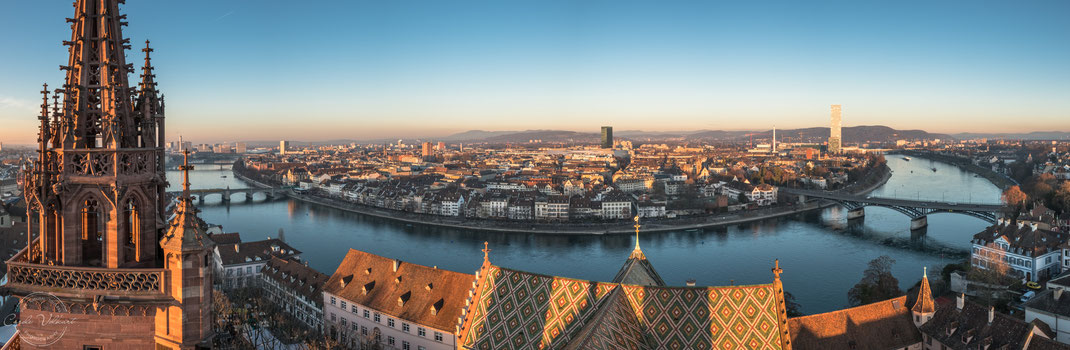Georgsturm, Martinsturm, Basler Münster, Panorama, Rhein, nächtliche Turmbesteigung, Sonnenuntergang