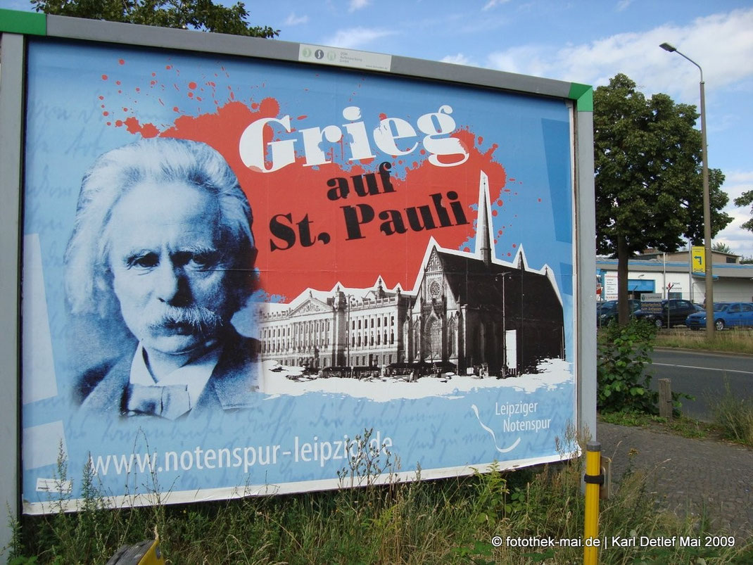 Großplakat mit Werbung für Notenspur mit Grieg