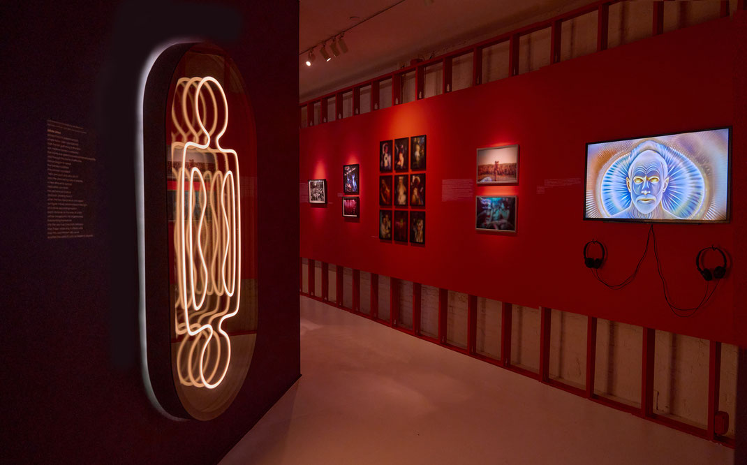 Exhibition in Museum of sex, Fifth Avenue, New York City. Photo: exhibiting artist couple:Double Being, March 2025.
