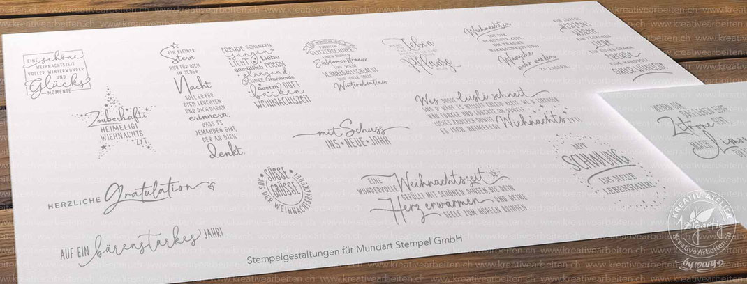 Bild von verschiedenen Stempeln, designt für Mundart Stempel GmbH