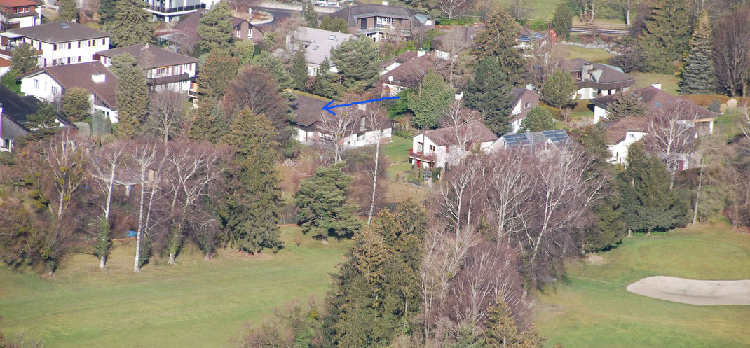 Chalet Bad Ragaz am Golfplatz von oben aufgenommen