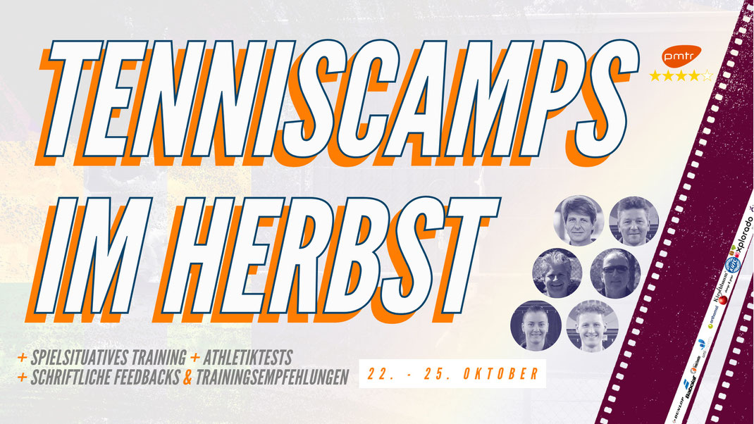 Schaubild der verschiedenen Trainingsinhalte, Trainern und Veranstaltungsdaten zu den Tenniscamps im Herbst
