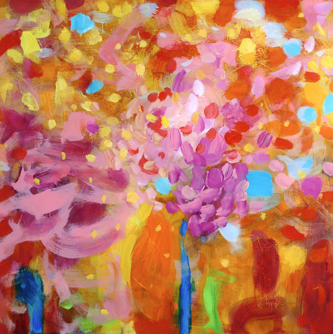 Sylvie Lander-peinture-jardin-fleurs-couleurs-polyptyque-Marie-Vierge-pelerinage-trois-epis #sylvielander