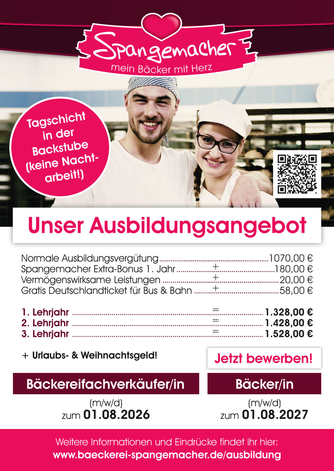 Ausbildung als Bäcker/in - bei der Bäckerei Spangemacher in Tagschicht