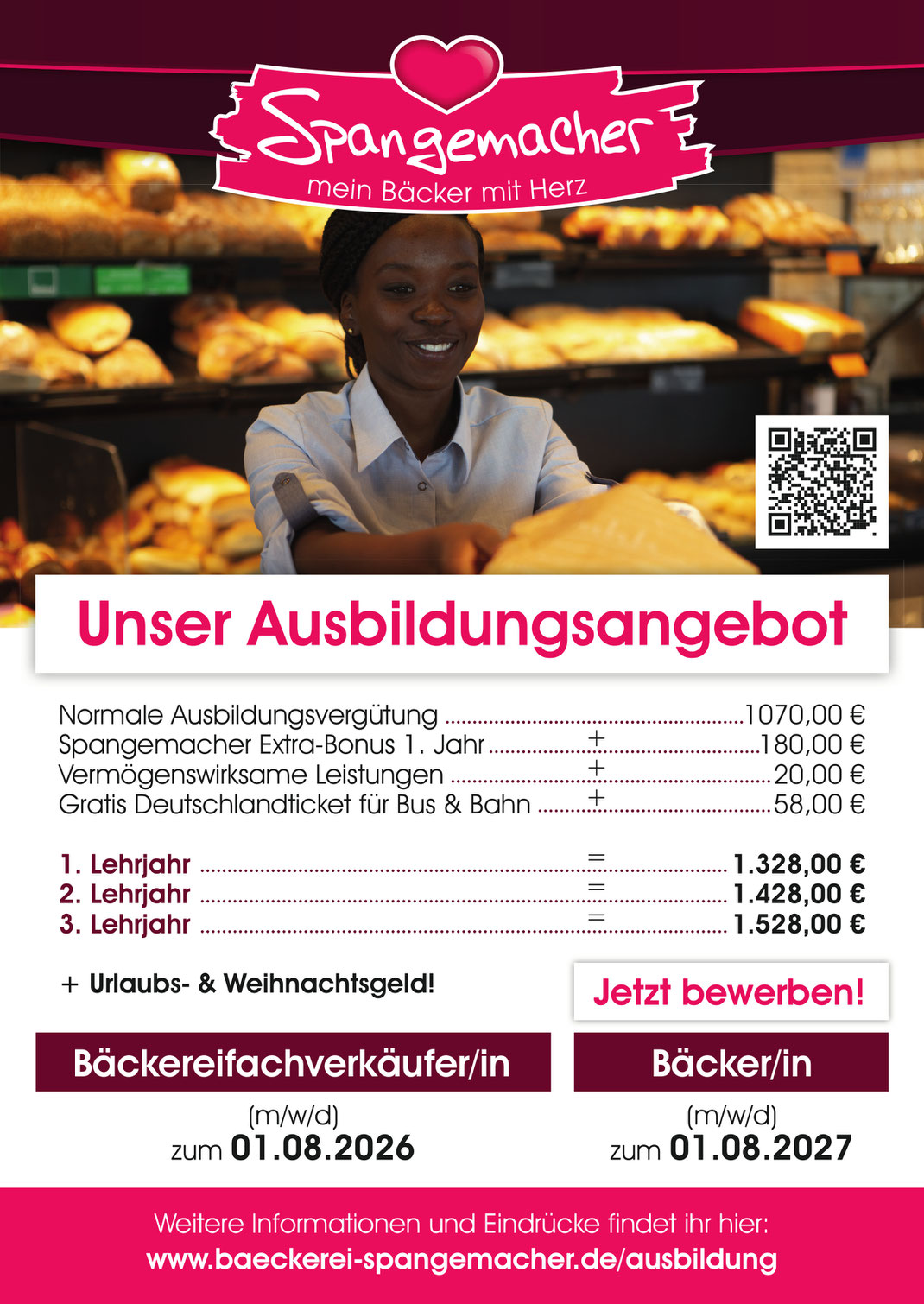 Ausbildung als Bäckereifachverkäufer/in - bei der Bäckerei Spangemacher in Tagschicht