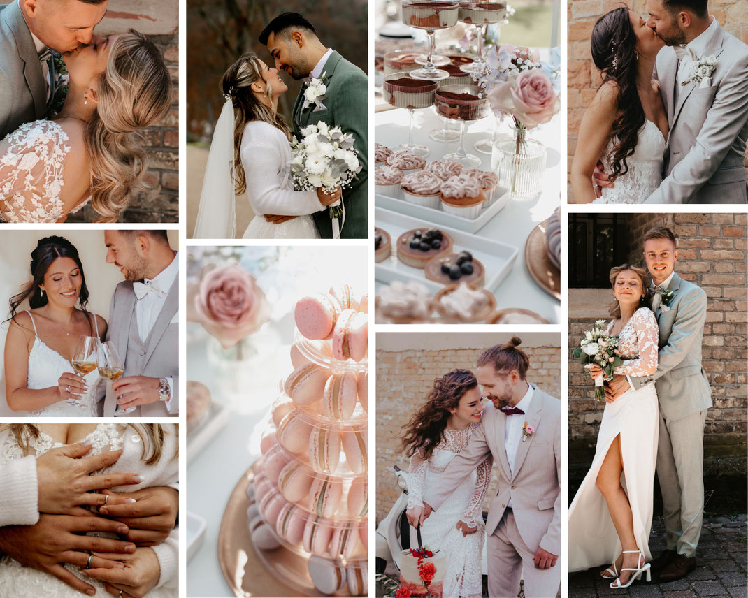 Hochzeitsfotografie Collage Brautpaar Hochzeitsdetails Südpfalz Mona Lena Photography