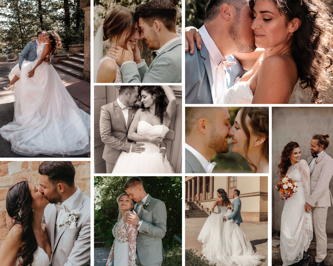 Hochzeitsfotografie Collage Brautpaare Südpfalz Mona Lena Photography