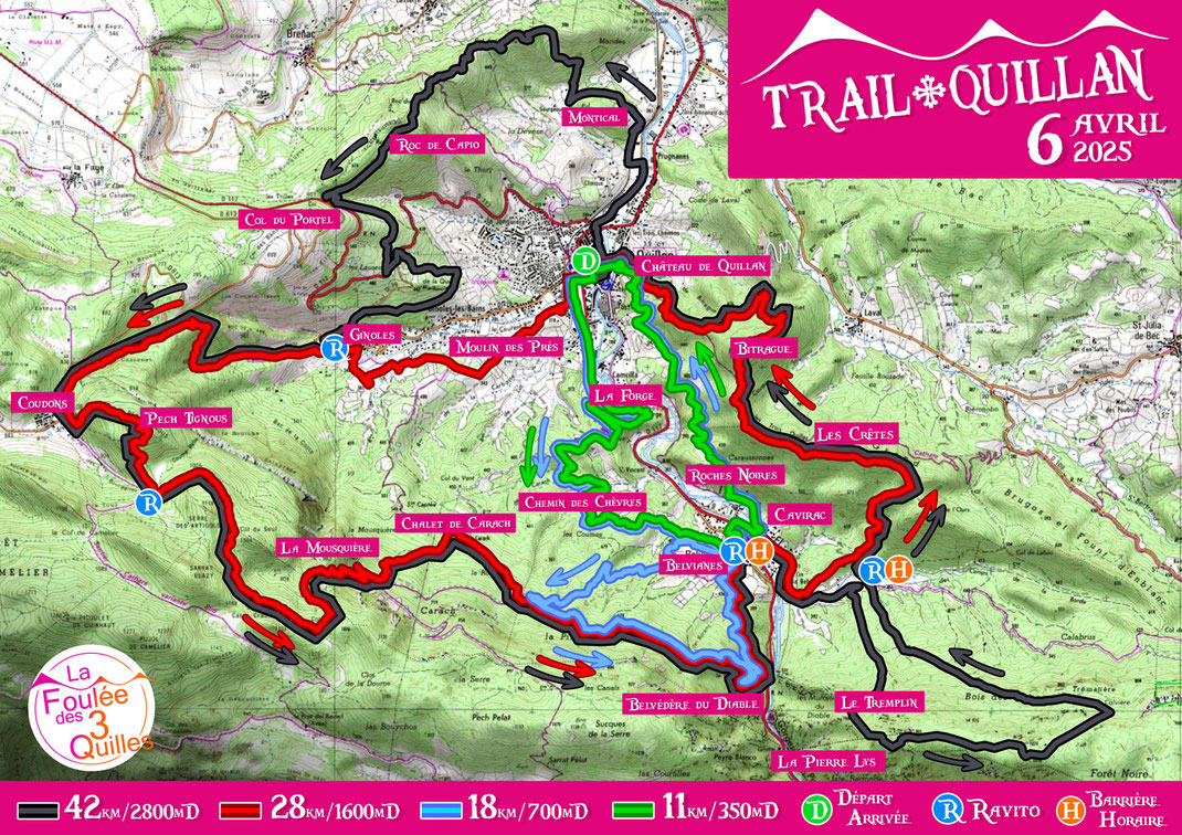 Trail Quillan 2023 - Plan des parcours