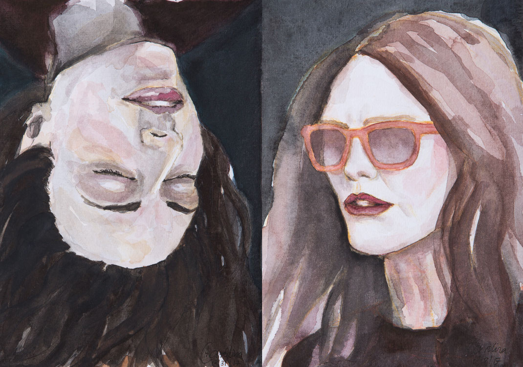 Andrea Carolina Kunst Köln Julianne Moore Sunglases New York Marlene Dumas Art Cologne Watercolor portrait