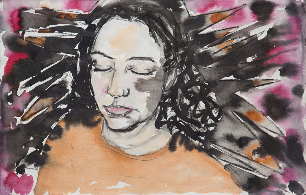 Andrea Carolina Kunst Köln sensual New York  Art Cologne  Ehrenfeld Watercolor portrait 