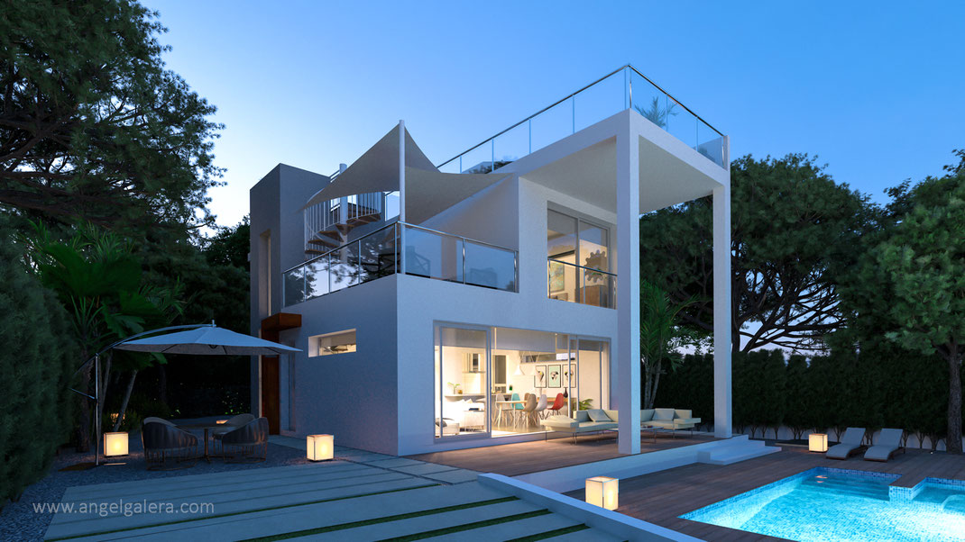 Infografía de arquitectura. Chalet  en Jávea, Alicante.
