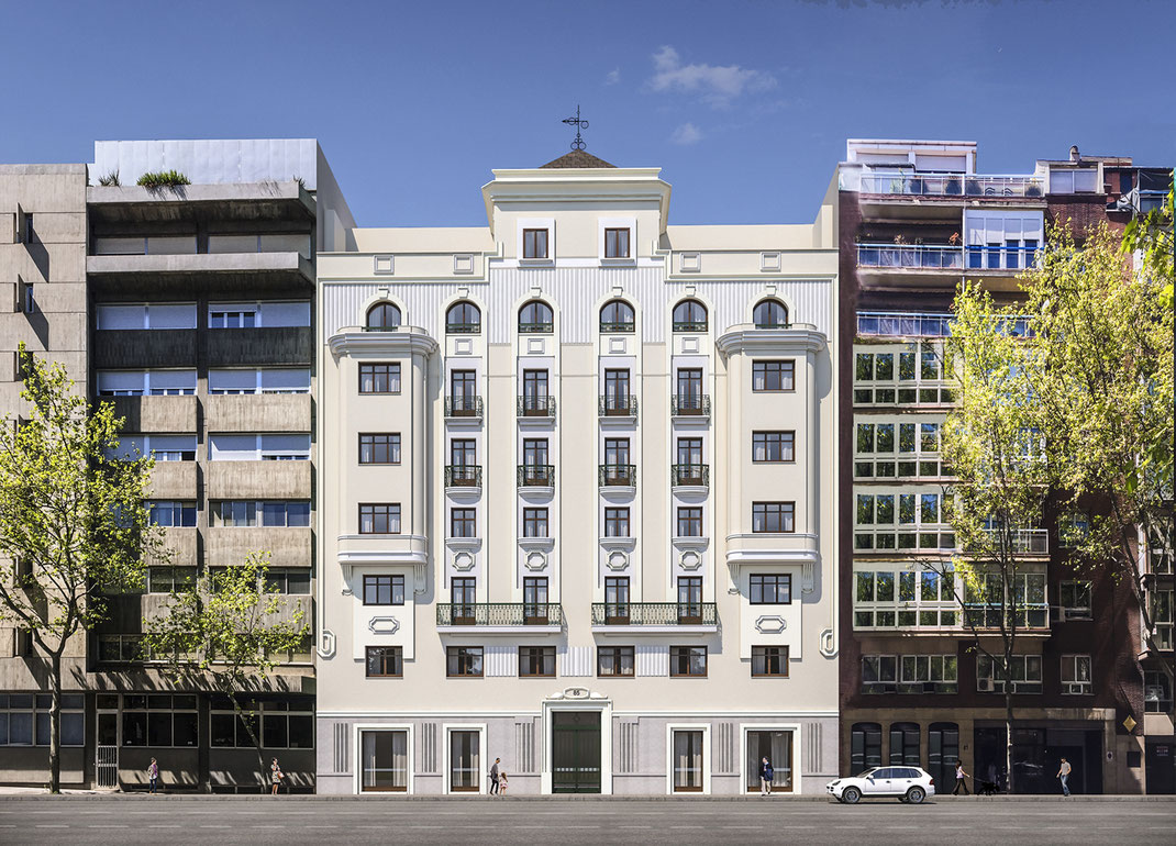 Infografía de arquitectura edificio en Madrid