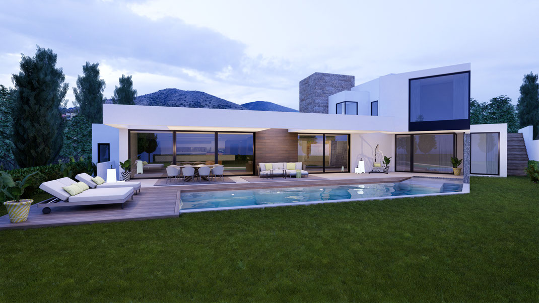 Infografía de villa de lujo en Marbella