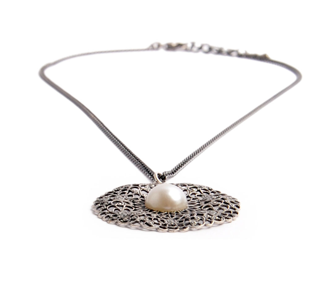 Trachtenkette Collier echt versilbert mit Perle Online bestellen OWA Tracht