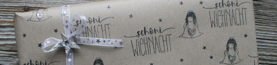 Stempelidee "Weihnachtspapier mit Engel"