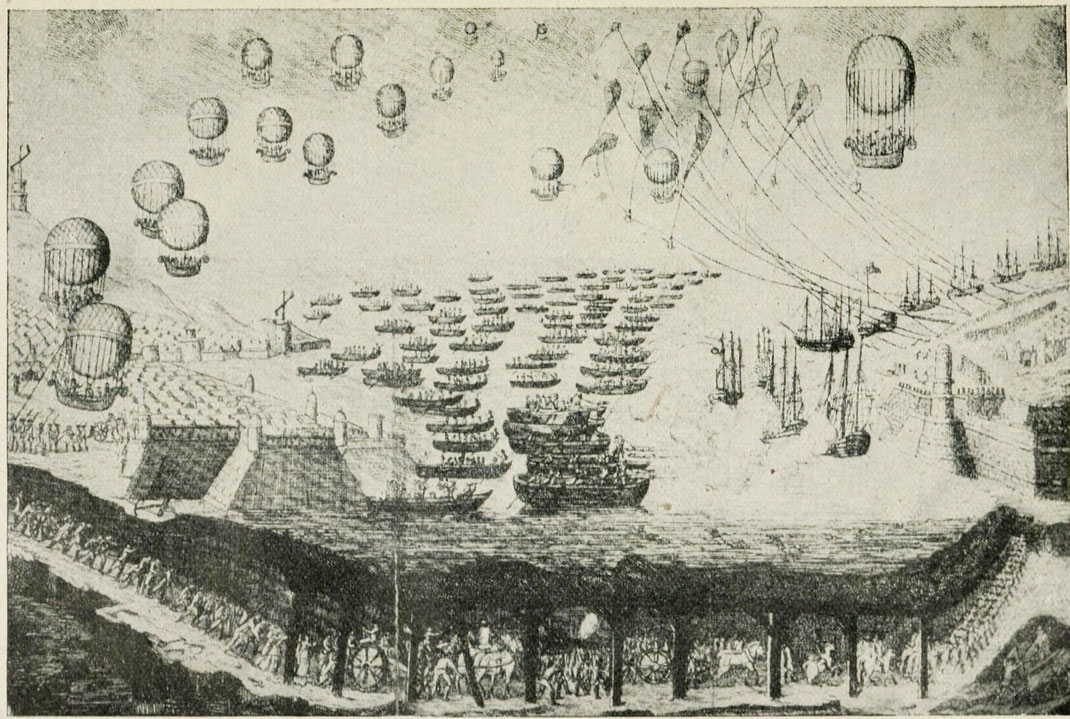 Angriff auf England durch die Luft und unter Wasser, 1801.