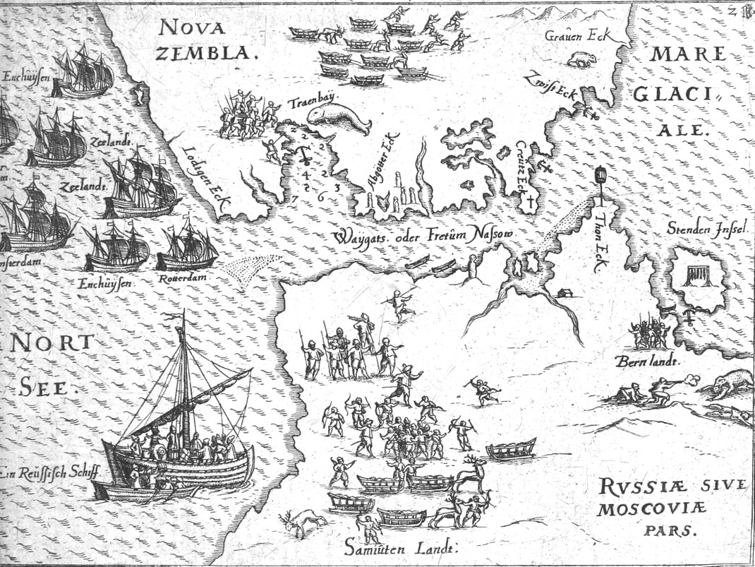 Karte der Nordsee und Russlands.