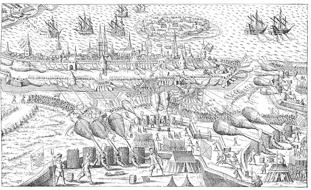 Fig. 2. Belagerung von Stralsund. 1628. (Aus G. Liebe, Der Soldat in der deutschen Vergangenheit. Leipzig, Diederichs.)