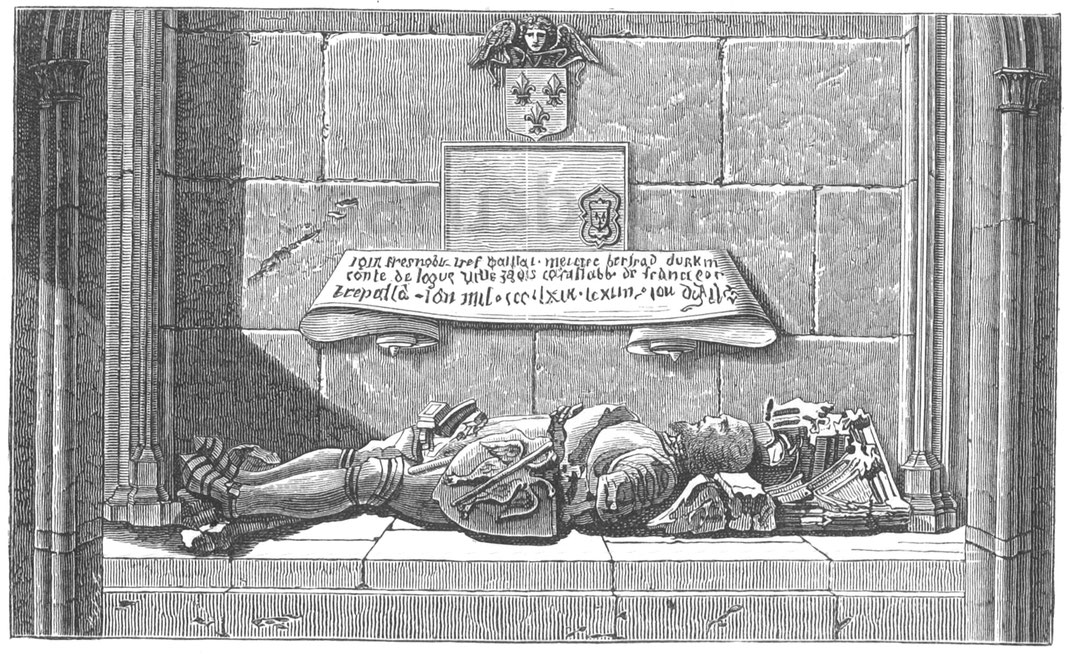 Abb. 357. – Grabmal, das in der Dominikanerkirche in Puy-en-Velay zum Gedenken an Du Guesclin von seinem Freund Marschall de Sancerre errichtet wurde. – Dieses Grabmal stammt aus dem späten 14. Jahrhundert.