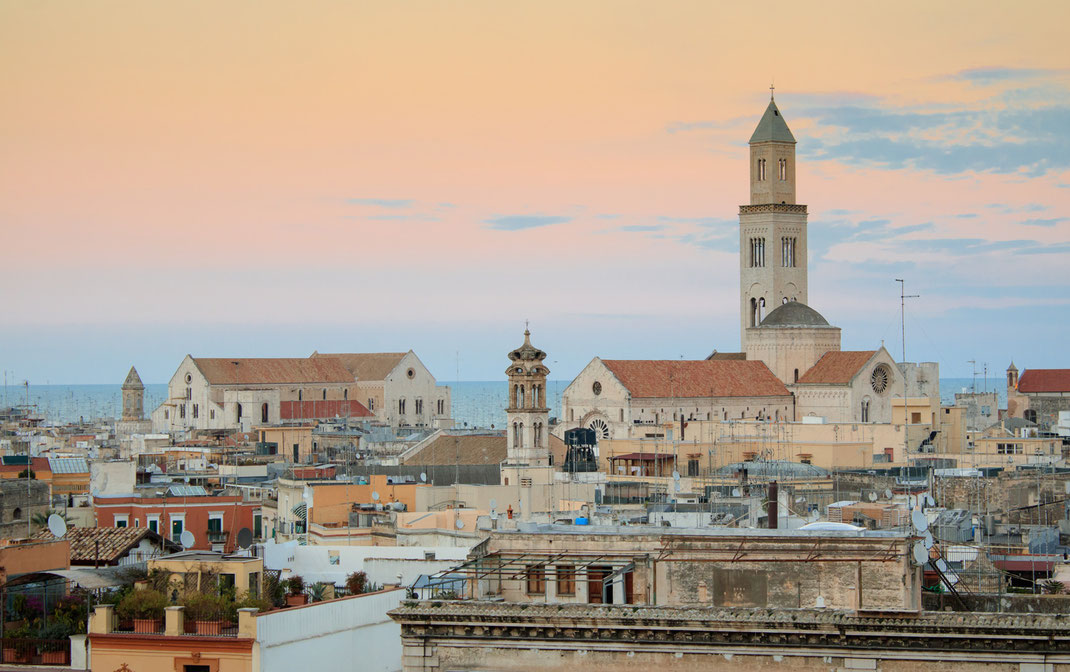 Bari is a port City on the Adriatic sea and the capital of southern Italy's Puglia region. The international airport is approached by Lufthansa, Swiss, Alitalia and other international airlines.