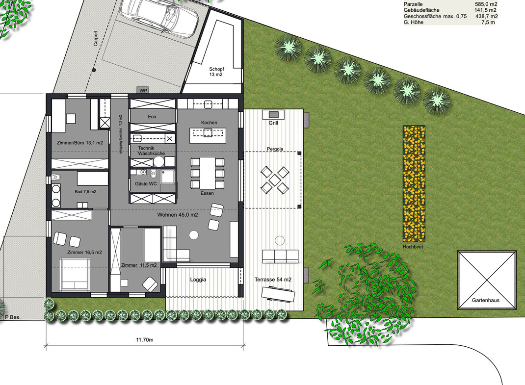 Modulhaus Planung. Wir planen ihr Modulhaus perfekt auf ihre Bedürfnisse und die Lage auf dem Grundstück angepasst.