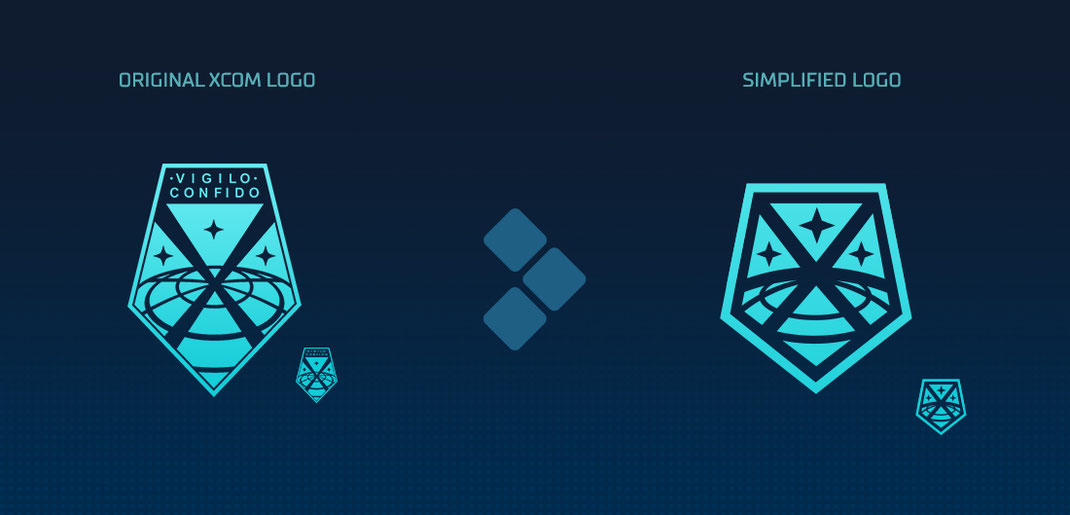 Left: Original XCOM Logo, Right: Simplified Logo