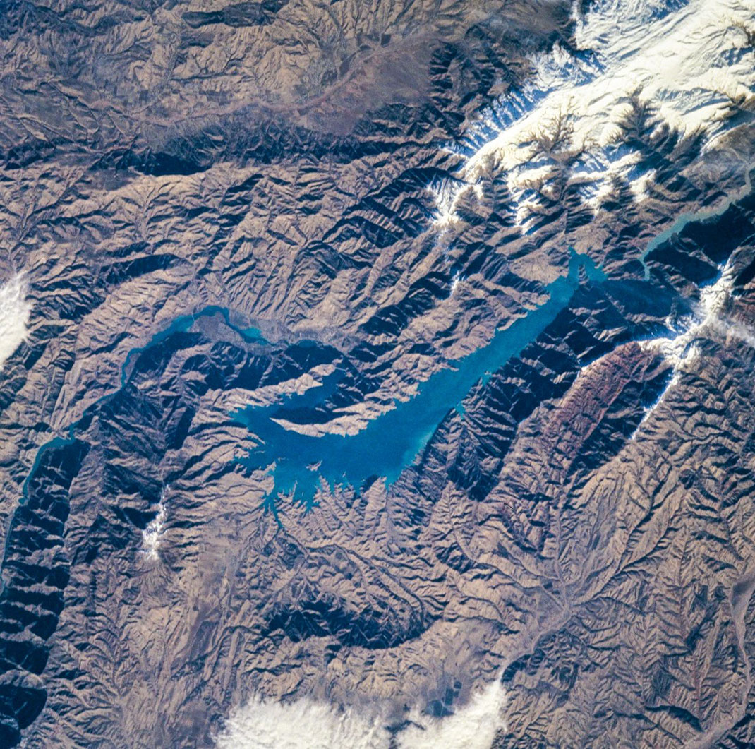 Tajikistan. The Nurek Reservoir view from the ISS