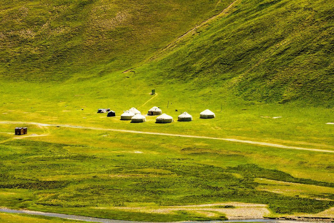 Kyrgyzstan, Lake SongKöl. Nomad camp, Yurts