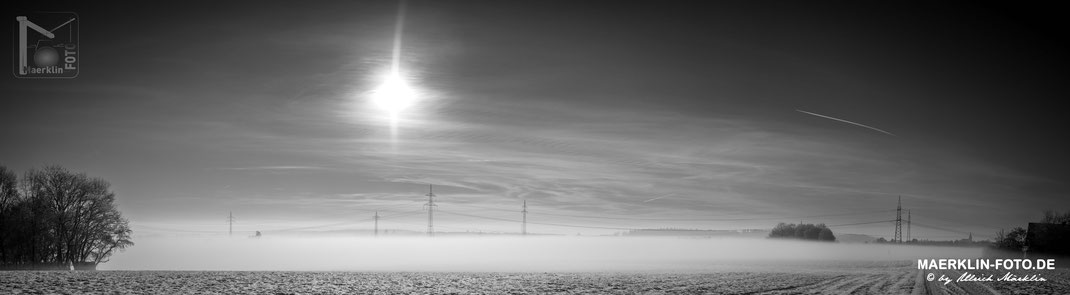 Panorama, Oberjettingen bei Winternebel, Blick aus Richtung Öfele