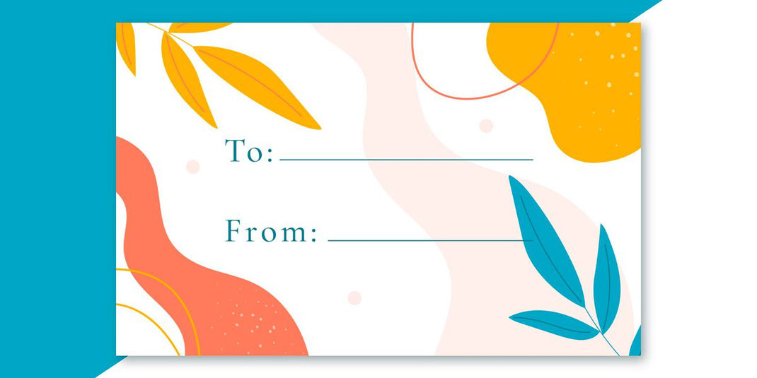 Designvorlage einer Geschenkkarte mit abstrakten Mustern und Linien für 'To:' und 'From: