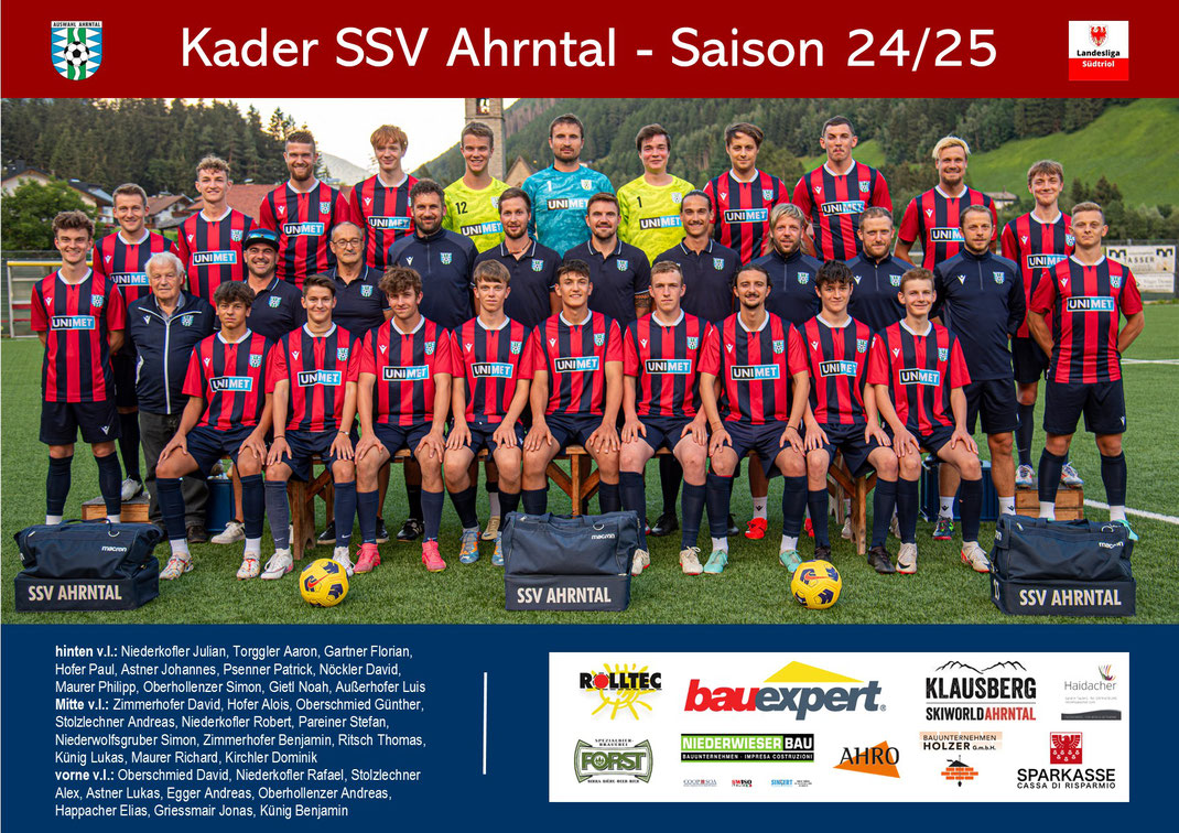 Landesligakader der SSV Ahrntal in der Saison 2024-2025