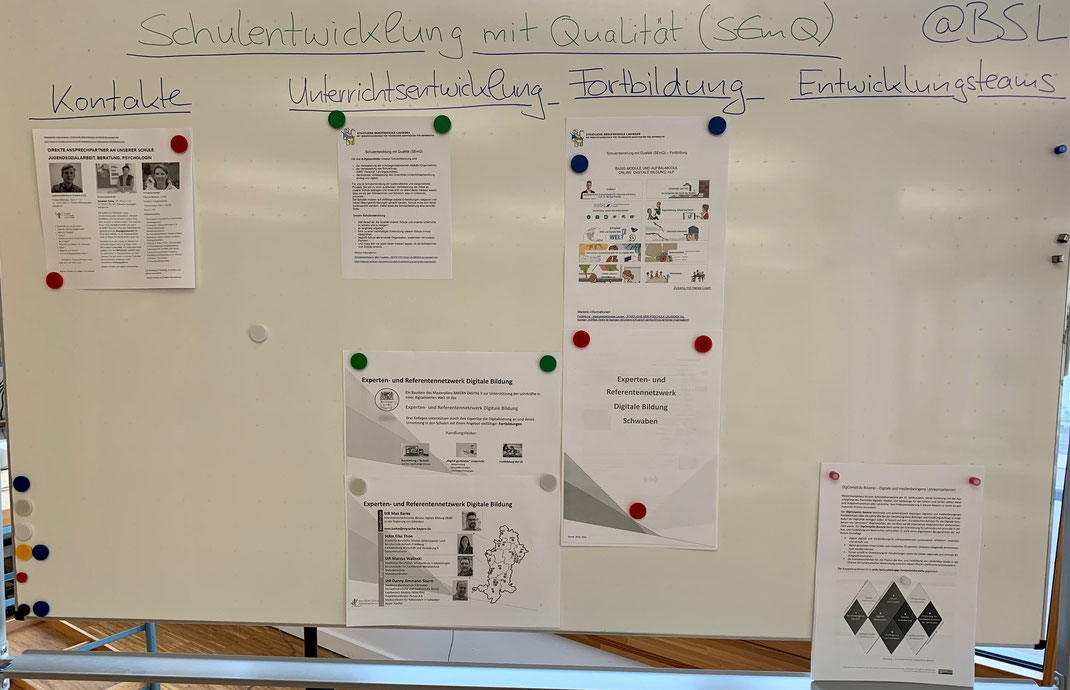 SE-Board im Lehrerzimmer, Stand 01.02.2022, "Corona-Flaute" in Präsenz, keine Angebote regional, viele Fortbildungen Online