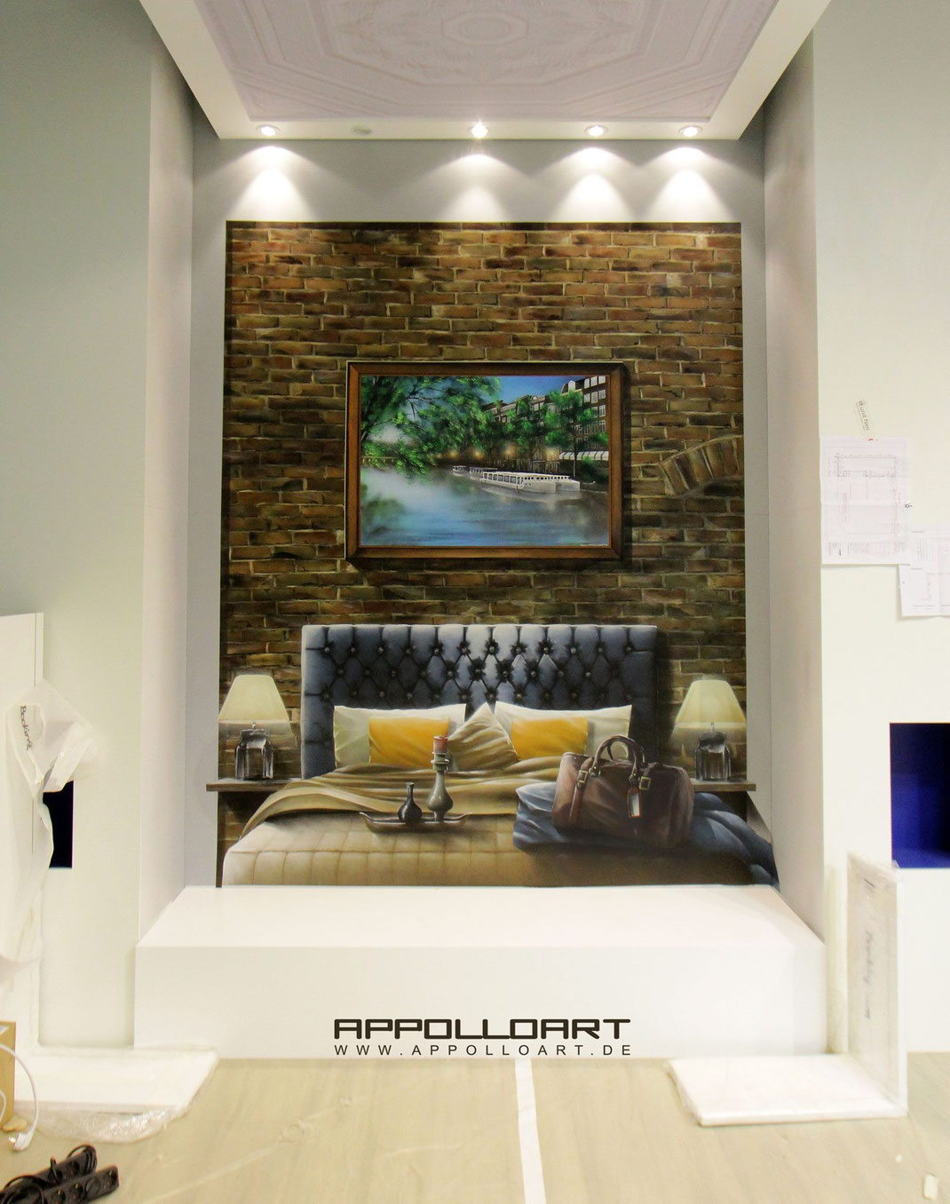 Illusion schlafzimmer graffiti wandmalerei airbrush fassaden