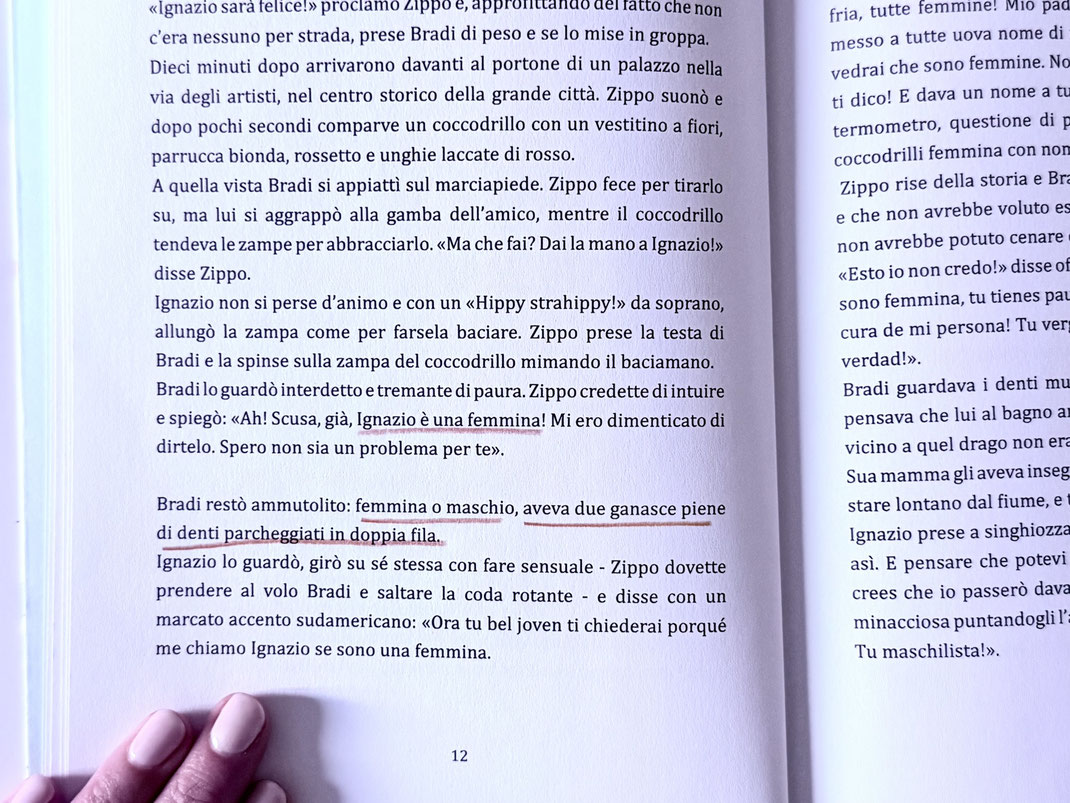 Sottolineatura del testo di Bradi va in città con equivoci linguistici