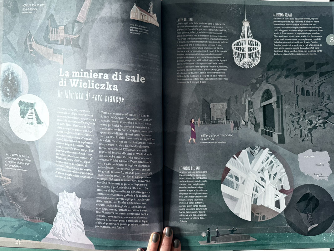 Illustrazione di  Claudia Lieb della miniera di sale di Wieliczka