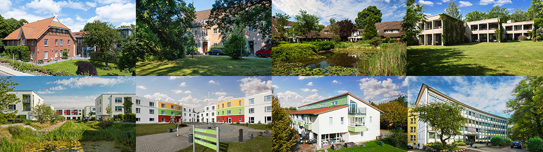 Ein Kollage mit de 8 Standorten der Stb-care Holding GmbH