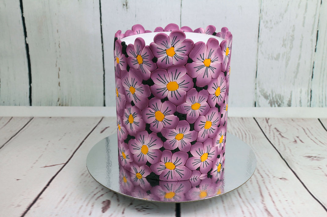 flower fondant pattern cake