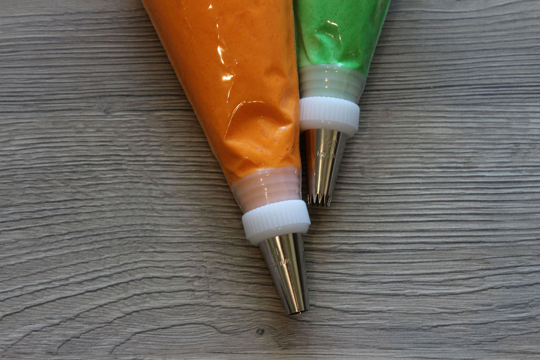 frosting in orange and green