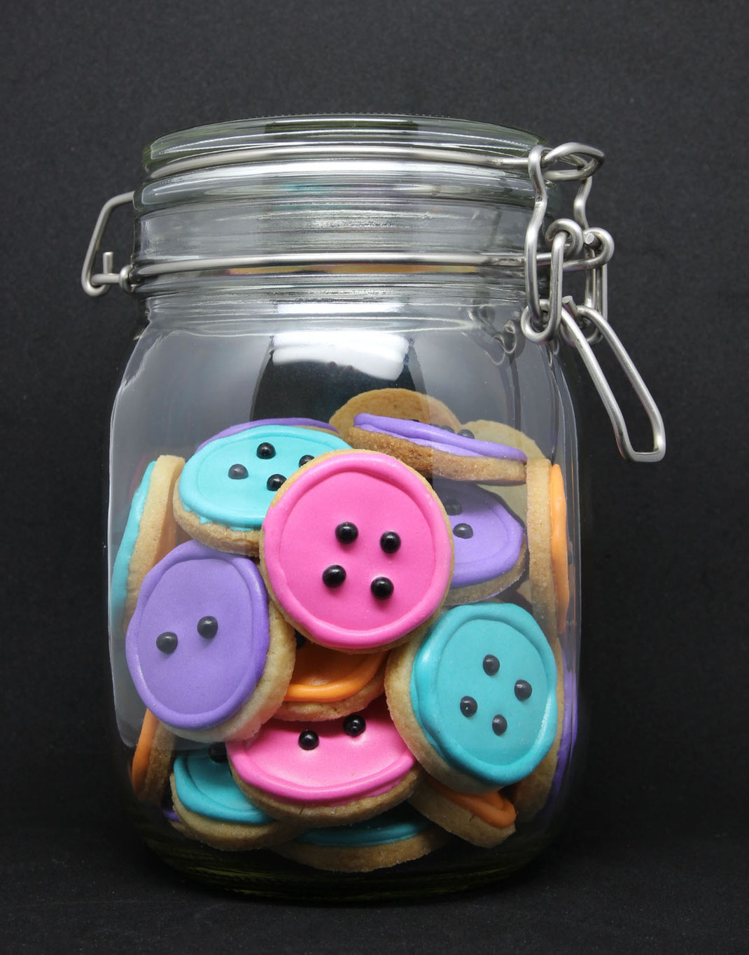 button jar with cookies  - super cute as present