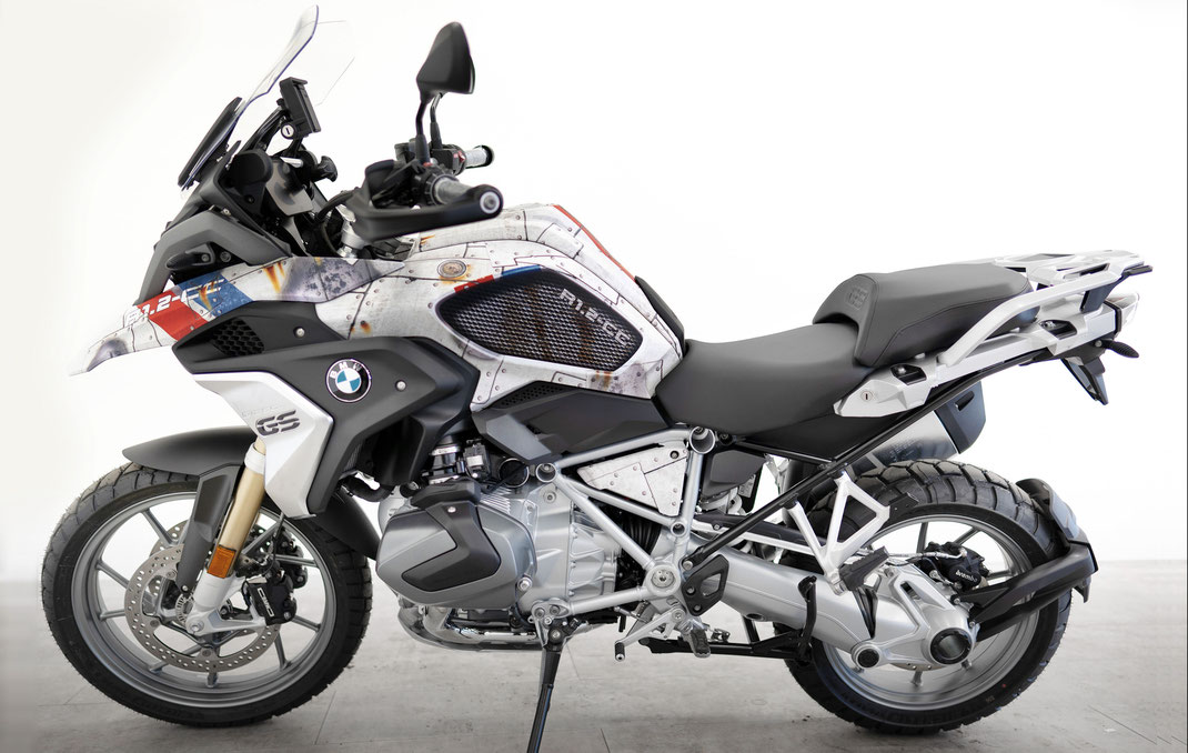 Kein Dekorsatz: individuelles Design gezeichnet und gedruckt auf Folie, Spezialist für Motorradfolierung insbesondere BMW R1200GS R1250GS R1300GS R1200RT R1300RT 
