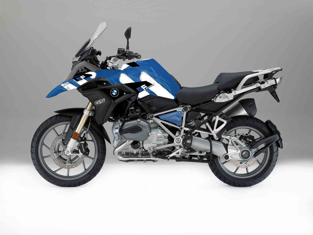 Kein Airbrush, kein Dekorsatz: individuelles Design gezeichnet und gedruckt auf Folie, Spezialist für Motorradfolierung insbesondere BMW GS GS1200 R1200GS R1300GS GS1300 R1250GS Adventure