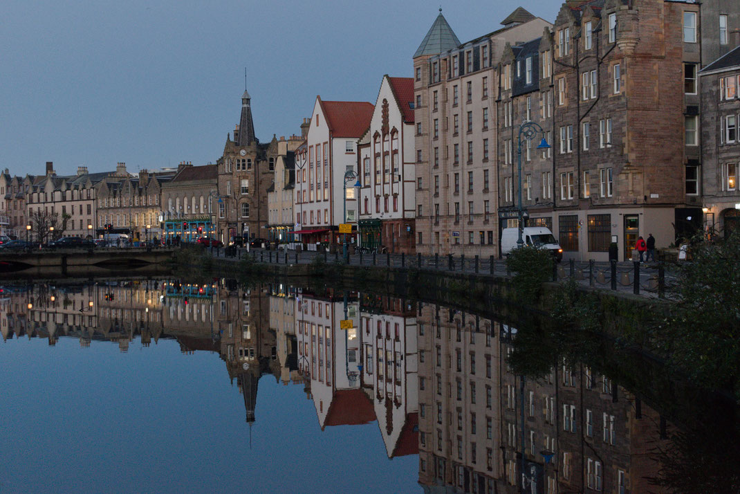 Leith buildings reflected in water - Edinburgh