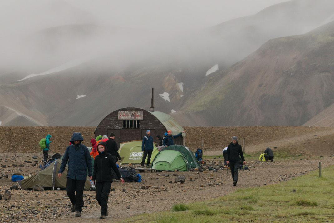 Landmannalaugar campsite rain