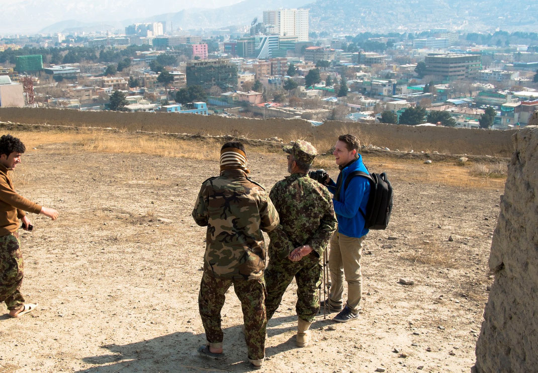 journalist and soldiers in kabul