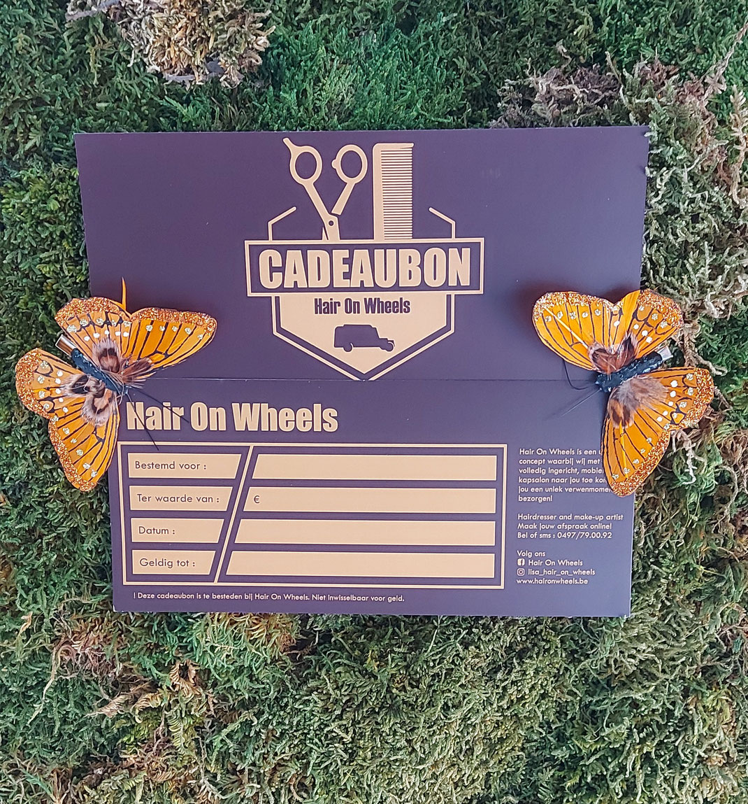 Cadeaubon - Hair On Wheels - Mobiel kapsalon komt naar je toe! Ook  evenementen, bedrijven, straten of buurten