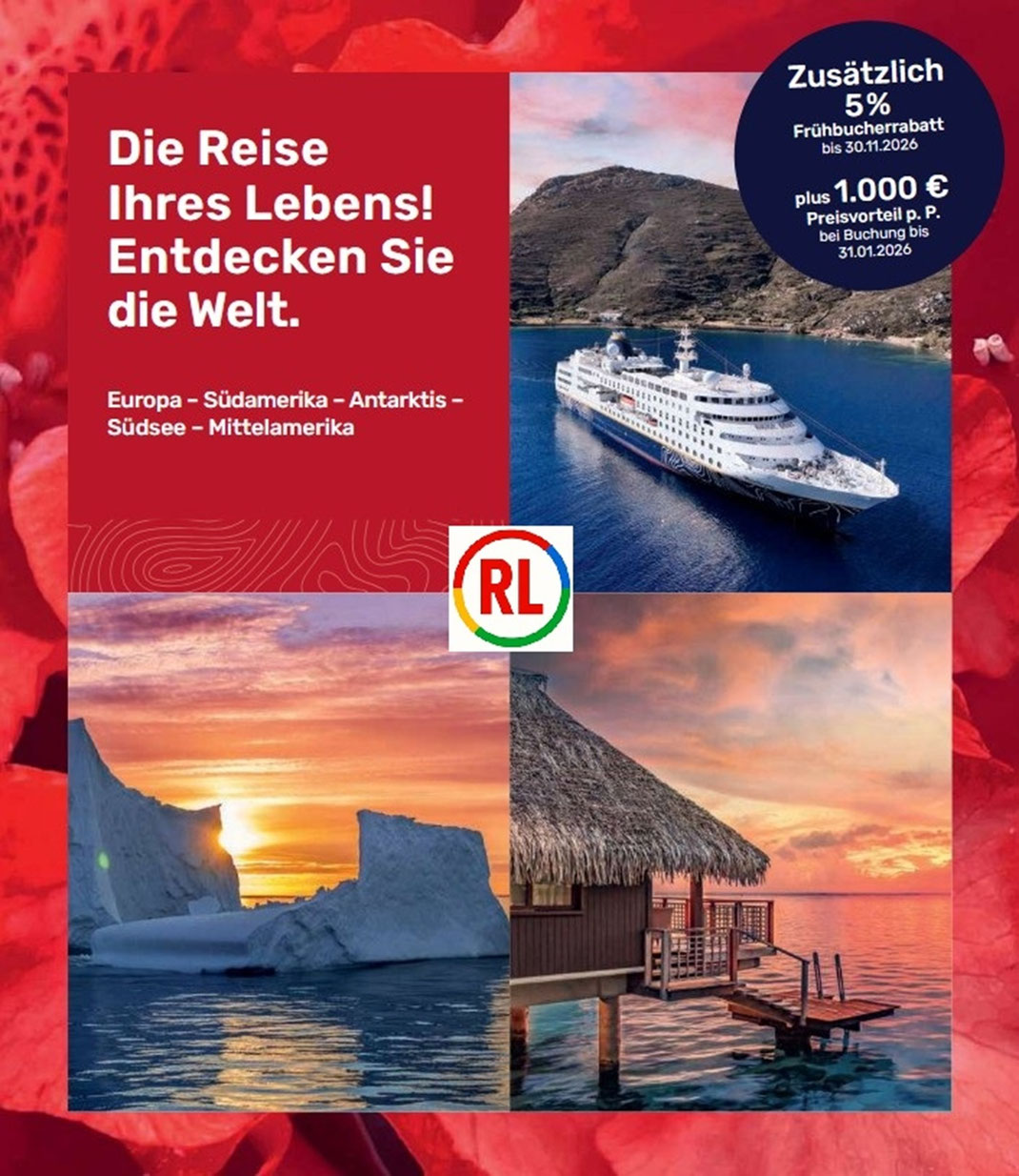 MS Hamburg Weltreise 2027 ab/bis Hamburg - kein Flug erforderlich -  Buche Deine Weltreise ab Hamburg 2027 beim Experten Reisebüro Reiselotsen